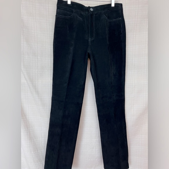 Vintage Black Suede Pant High-Waisted Straight Leg Suede Pant Anti-Denim Pant